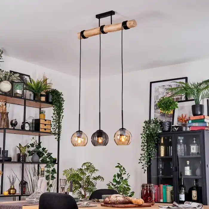 Koyoto Hanglamp, Kogellampje, Hanglamp Natuurlijke kleuren, Zwart, 3-lichts Exclusieve Aanbieding