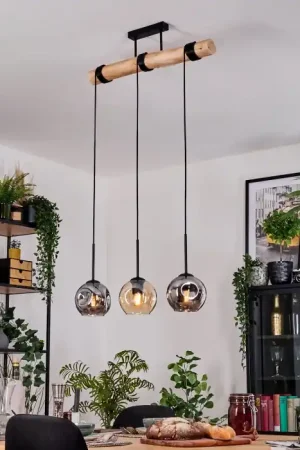 Weekendaanbieding Ripoll Hanglamp, Kogellampje, Hanglamp Natuurlijke kleuren, Zwart, 3-lichts