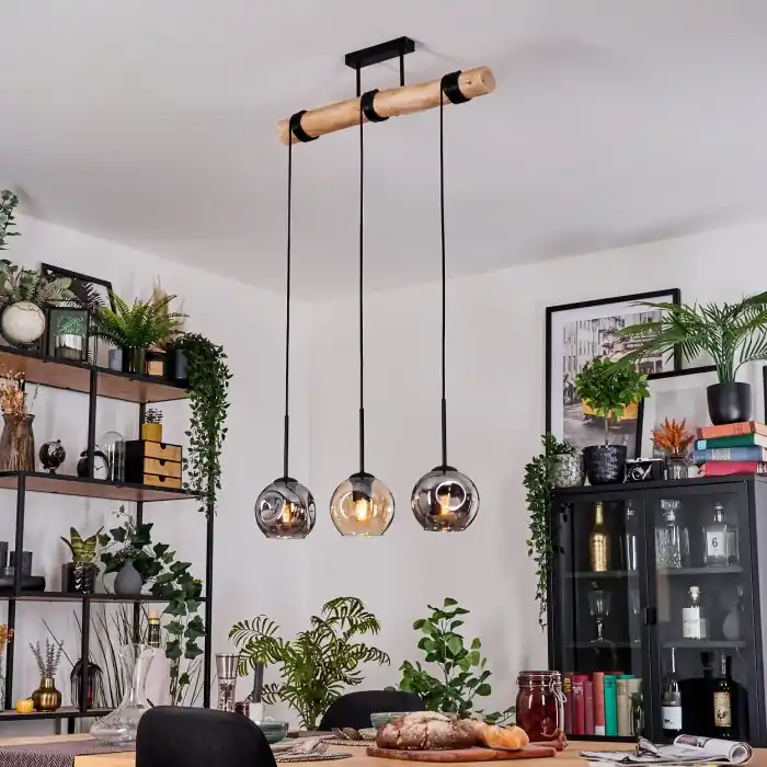Weekendaanbieding Ripoll Hanglamp, Kogellampje, Hanglamp Natuurlijke kleuren, Zwart, 3-lichts