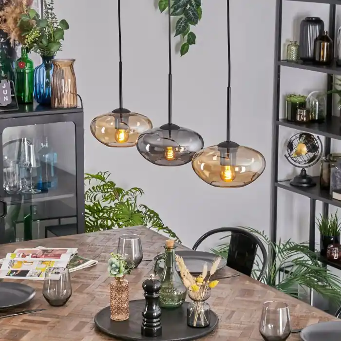 Mertola Hanglamp, Hanglamp Amber, Rookkleurig, 3-lichts Koop Vandaag