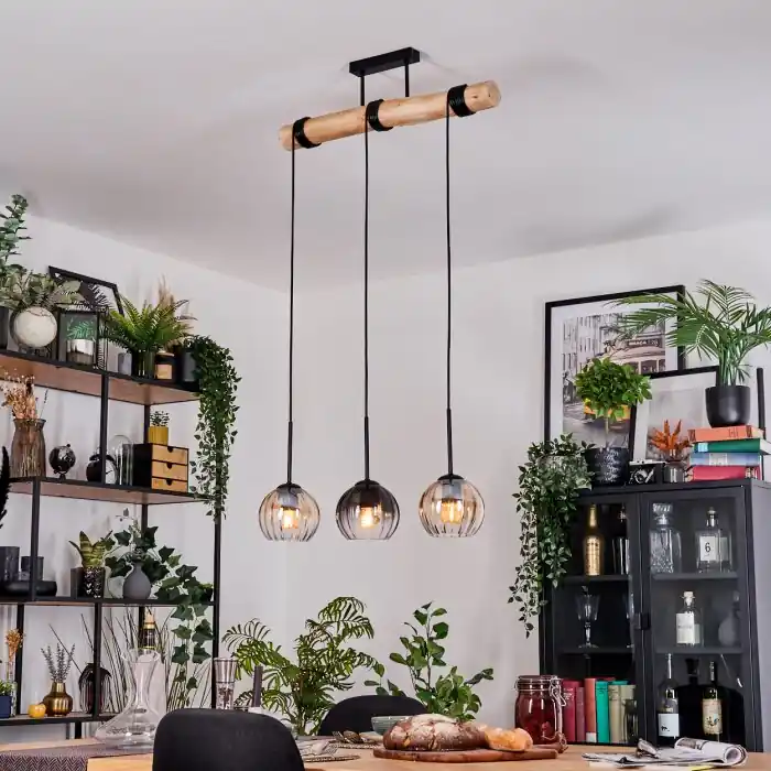 Koyoto Hanglamp, Kogellampje, Hanglamp Natuurlijke kleuren, Zwart, 3-lichts Gratis Retour