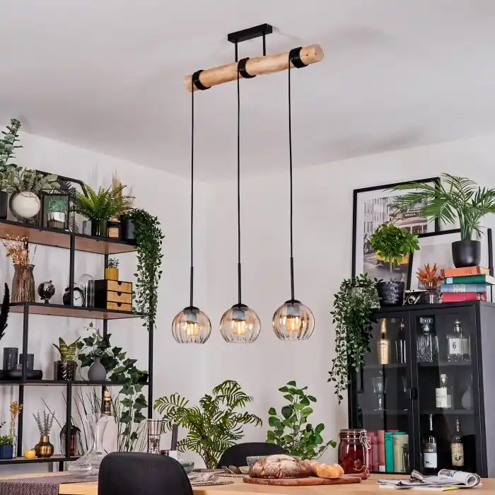 Koyoto Hanglamp, Kogellampje, Hanglamp Natuurlijke kleuren, Zwart, 3-lichts Fabrieksprijs