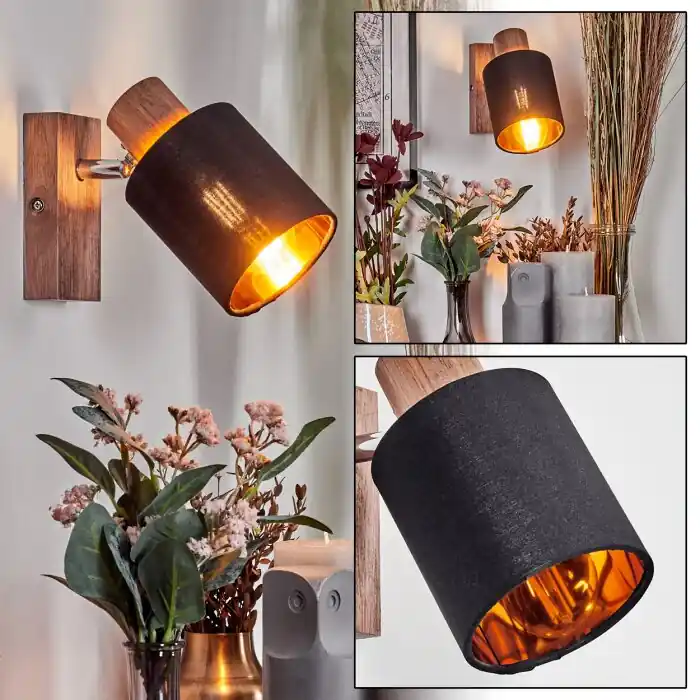 Fallhagen Wandlamp, Muurspot Chroom, Hout donker, 1-licht Koop Online