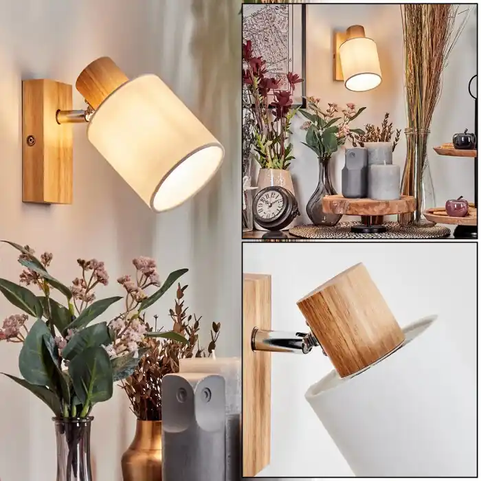 Fallhagen Wandlamp, Muurspot Chroom, Hout licht, 1-licht Veilige Betaling