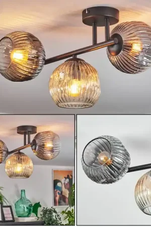 Op = Op Ripoll Plafondlamp, Kogellampje Amber, Duidelijk, Rookkleurig, 3-lichts
