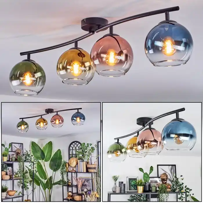 Koyoto Plafondlamp, Kogellampje Blauw, Goud, Groen, Duidelijk, Koperkleurig, 4-lichts Koop Online