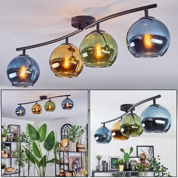 Lage Kosten Koyoto Plafondlamp, Kogellampje Blauw, Goud, Groen, 4-lichts