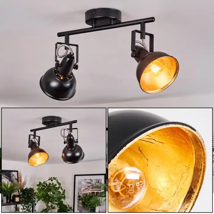 Toren Plafondlamp, Plafondspot Chroom, Zwart, 2-lichts Goedkoop