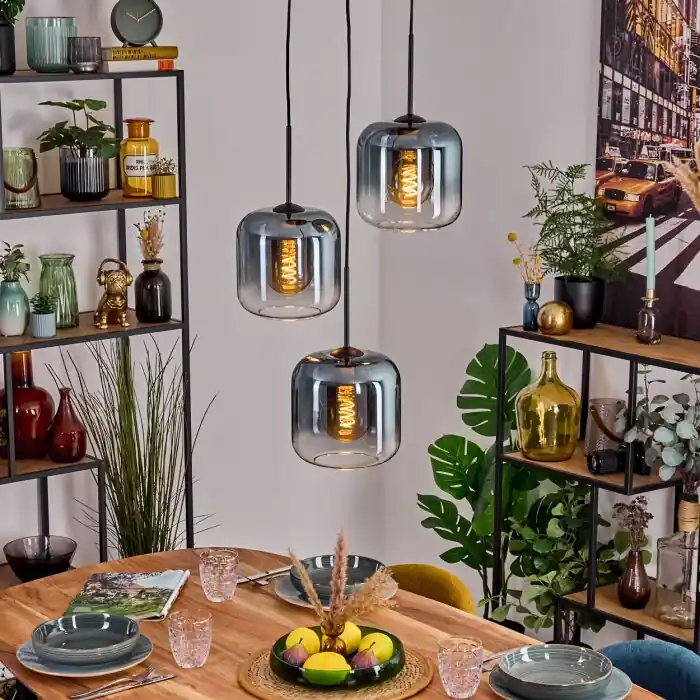 Korting Lauden Hanglamp, Hanglamp Blauw, Duidelijk, 3-lichts