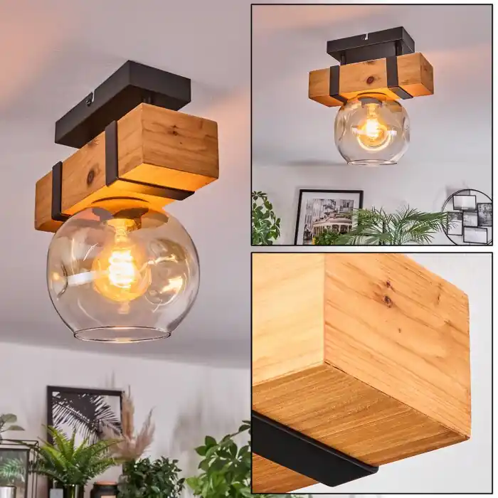 Premium Sernadelo Plafondlamp, Kogellampje Natuurlijke kleuren, Zwart, 1-licht