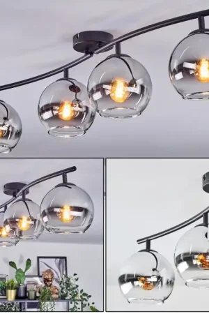Weekendaanbieding Koyoto Plafondlamp, Kogellampje Chroom, Duidelijk, Rookkleurig, 4-lichts