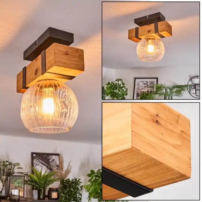 Dagaanbieding Sernadelo Plafondlamp, Kogellampje Natuurlijke kleuren, Zwart, 1-licht