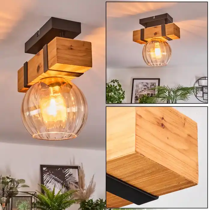 Hoge Kwaliteit Sernadelo Plafondlamp, Kogellampje Natuurlijke kleuren, Zwart, 1-licht