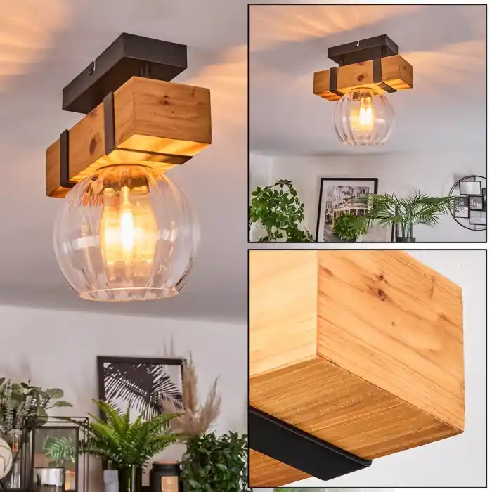 Sernadelo Plafondlamp, Kogellampje Natuurlijke kleuren, Zwart, 1-licht Gecertificeerd