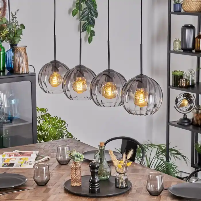 Dagaanbieding Koyoto Hanglamp, Kogellampje, Hanglamp Duidelijk, Rookkleurig, 4-lichts