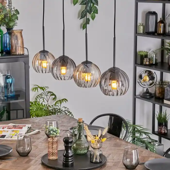 Meest Verkocht Koyoto Hanglamp, Kogellampje, Hanglamp Amber, Duidelijk, Rookkleurig, 4-lichts