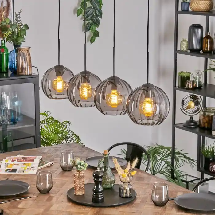 Dagaanbieding Koyoto Hanglamp, Kogellampje, Hanglamp Rookkleurig, 4-lichts