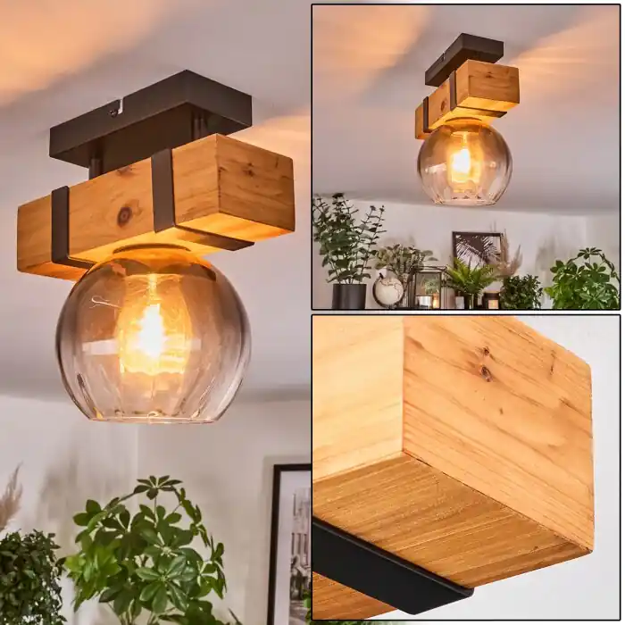 Must-Have Sernadelo Plafondlamp, Kogellampje Natuurlijke kleuren, Zwart, 1-licht