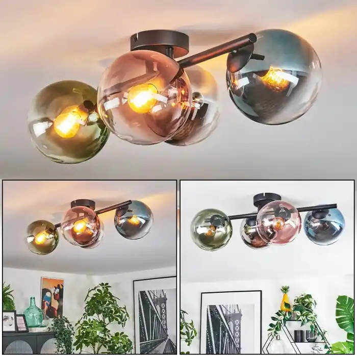 Gastor Plafondlamp, Kogellampje Blauw, Chroom, Groen, Duidelijk, Koperkleurig, Rookkleurig, 4-lichts Betaalbaar