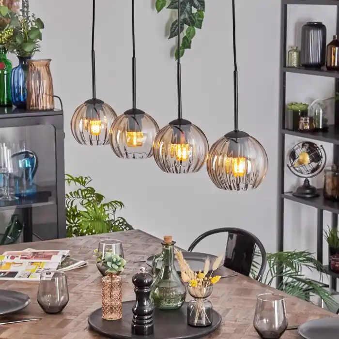 Betrouwbaar Koyoto Hanglamp, Kogellampje, Hanglamp Amber, Duidelijk, 4-lichts