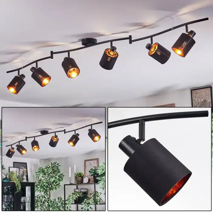 Flitsaanbieding Fallhagen Plafondlamp, Plafondspot Zwart, 6-lichts