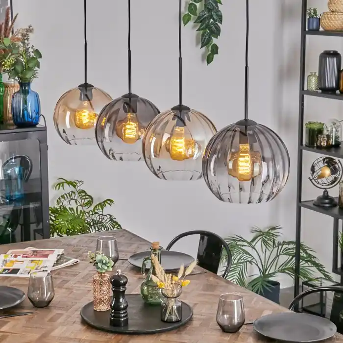 Koyoto Hanglamp, Kogellampje, Hanglamp Amber, Duidelijk, Rookkleurig, 4-lichts Dagaanbieding