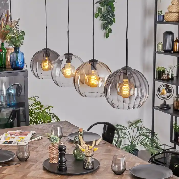 Koop Online Koyoto Hanglamp, Kogellampje, Hanglamp Amber, Duidelijk, Rookkleurig, 4-lichts