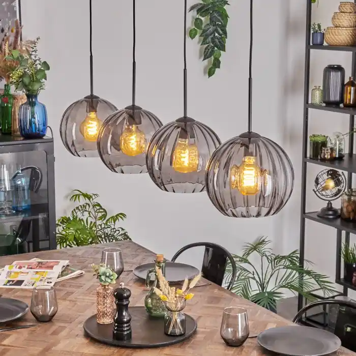 Koyoto Hanglamp, Kogellampje, Hanglamp Rookkleurig, 4-lichts Koopje