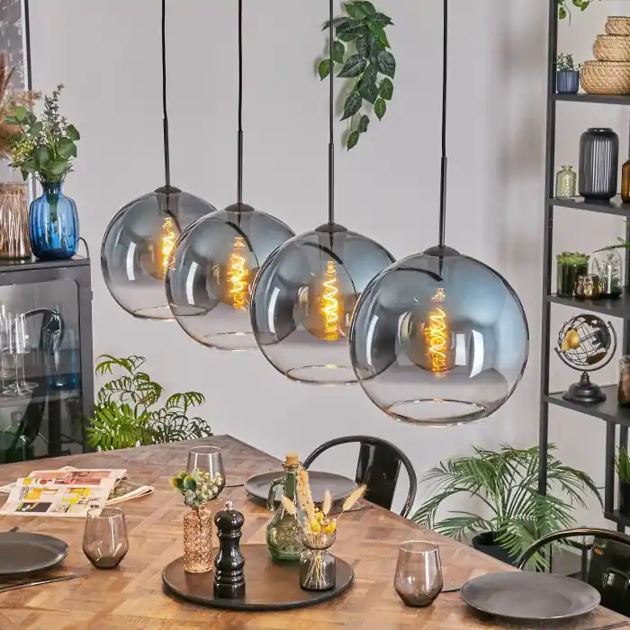 Nu Kopen Koyoto Hanglamp, Kogellampje, Hanglamp Blauw, Duidelijk, 4-lichts