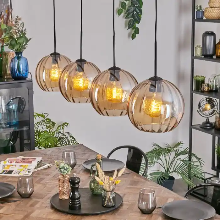 Lage Prijs Koyoto Hanglamp, Kogellampje, Hanglamp Amber, 4-lichts