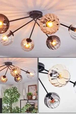 Weekendaanbieding Koyoto Plafondlamp, Kogellampje 77.5 cm Amber, Duidelijk, Rookkleurig, 6-lichts