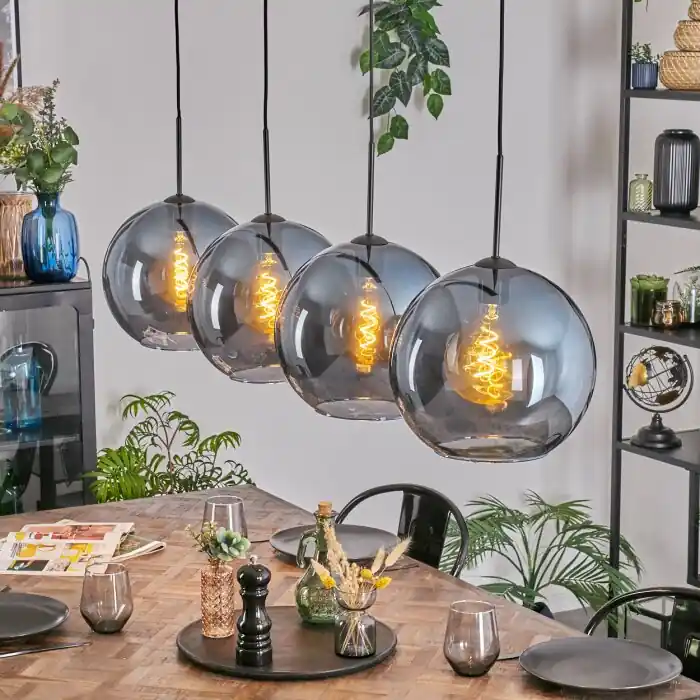 Laatste Kans Koyoto Hanglamp, Kogellampje, Hanglamp Blauw, 4-lichts