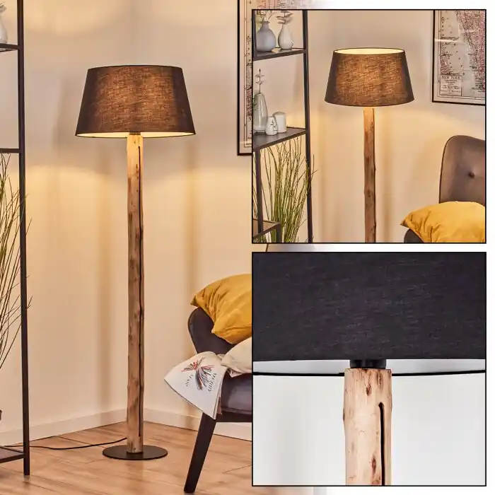 Gratis Retour Bassagoda Staande lamp Natuurlijke kleuren, Zwart, 1-licht