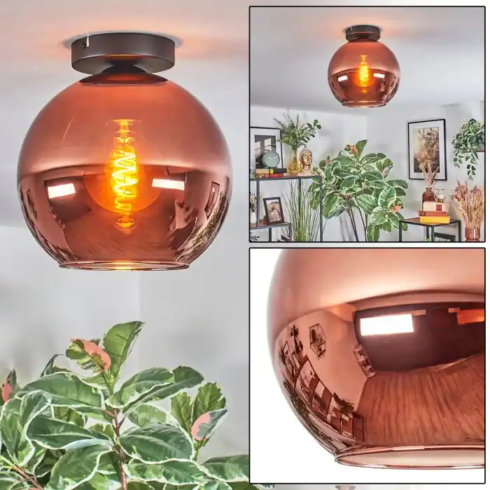 Seizoensaanbieding Koyoto Plafondlamp, Kogellampje Koperkleurig, 1-licht
