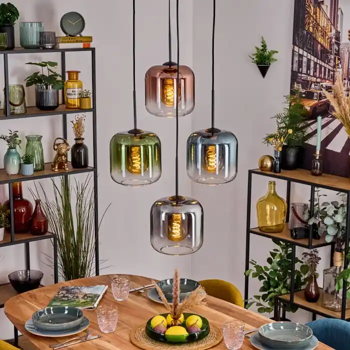 Lauden Hanglamp, Kogellampje, Hanglamp Blauw, Groen, Duidelijk, Koperkleurig, Rookkleurig, 4-lichts Must-Have
