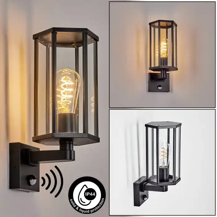Monfanim Wandlamp voor buiten, Wandlamp Zwart, 1-licht, Bewegingsmelder Bestel Nu