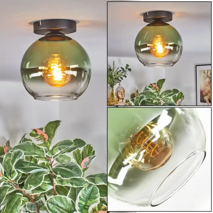 Direct Verzonden Koyoto Plafondlamp, Kogellampje Groen, Duidelijk, 1-licht