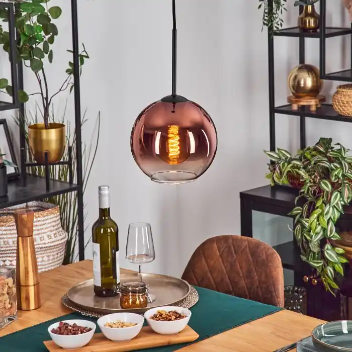 Superprijs Koyoto Hanglamp, Kogellampje, Hanglamp Duidelijk, Koperkleurig, 1-licht