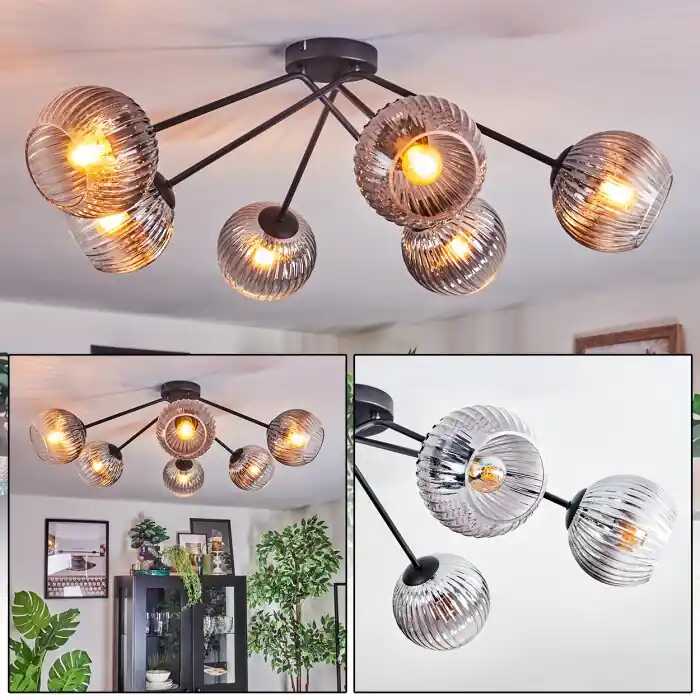 Lage Prijs Koyoto Plafondlamp, Kogellampje 77.5 cm Duidelijk, Rookkleurig, 6-lichts