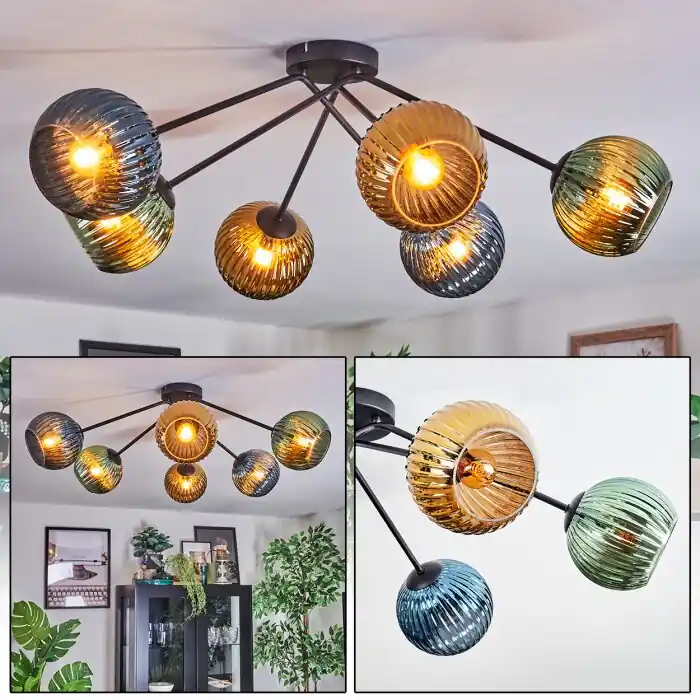 Lage Kosten Koyoto Plafondlamp, Kogellampje 77.5 cm Blauw, Goud, Groen, 6-lichts