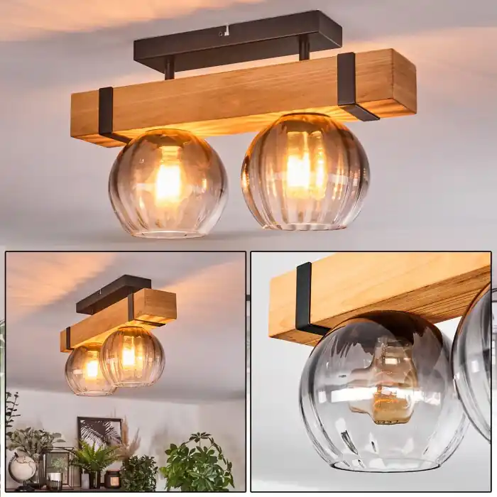 Must-Have Sernadelo Plafondlamp, Kogellampje Natuurlijke kleuren, Zwart, 2-lichts