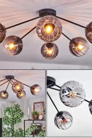 Fabrieksprijs Koyoto Plafondlamp, Kogellampje 77.5 cm Duidelijk, Rookkleurig, 6-lichts