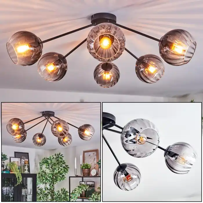 Fabrieksprijs Koyoto Plafondlamp, Kogellampje 77.5 cm Duidelijk, Rookkleurig, 6-lichts