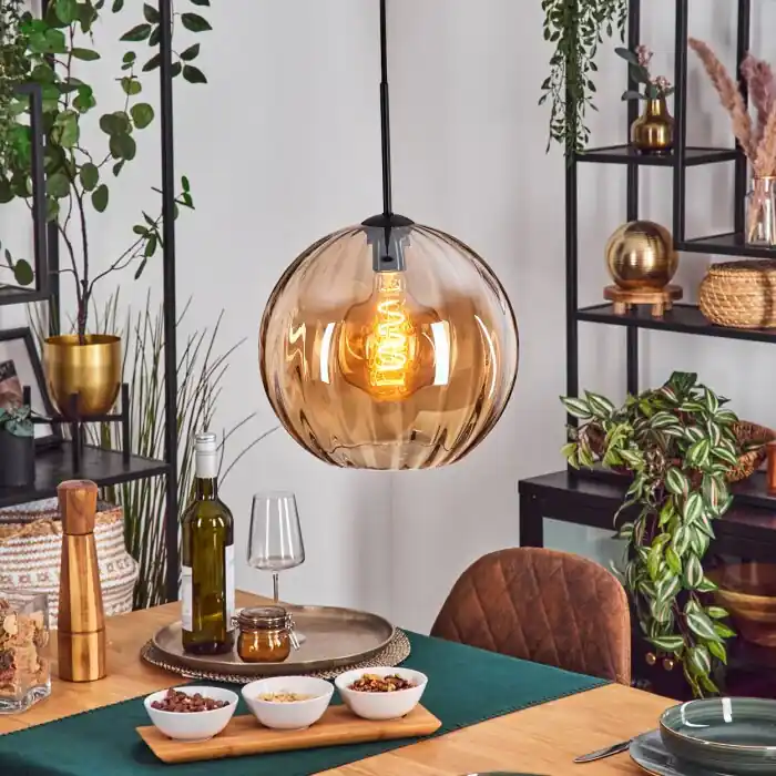 Merkproduct Koyoto Hanglamp, Kogellampje, Hanglamp Amber, 1-licht