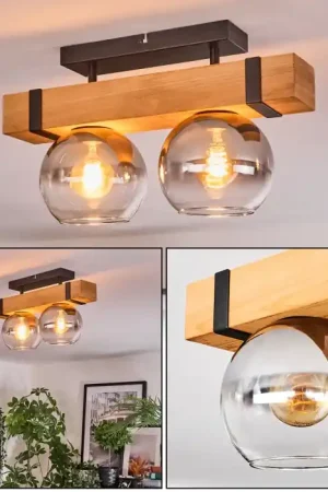 Weekendaanbieding Sernadelo Plafondlamp, Kogellampje Natuurlijke kleuren, Zwart, 2-lichts