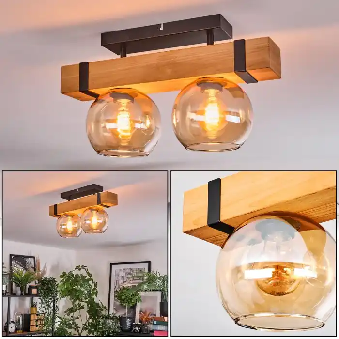 Sernadelo Plafondlamp, Kogellampje Natuurlijke kleuren, Zwart, 2-lichts Must-Have