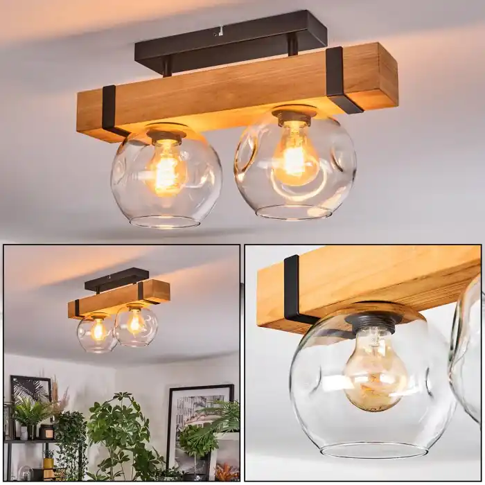 Sernadelo Plafondlamp, Kogellampje Natuurlijke kleuren, Zwart, 2-lichts Favoriet