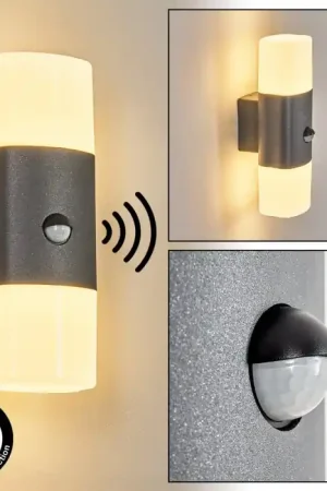 Actieprijs Felor Wandlamp voor buiten, Licht omhoog & omlaag, Wandlamp LED Antraciet, 2-lichts, Bewegingsmelder