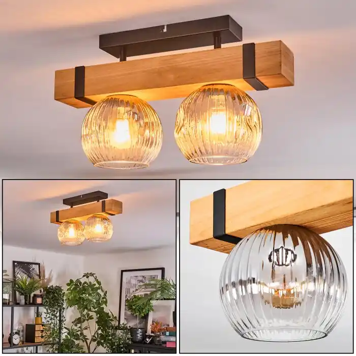 Sernadelo Plafondlamp, Kogellampje Natuurlijke kleuren, Zwart, 2-lichts Veilige Betaling