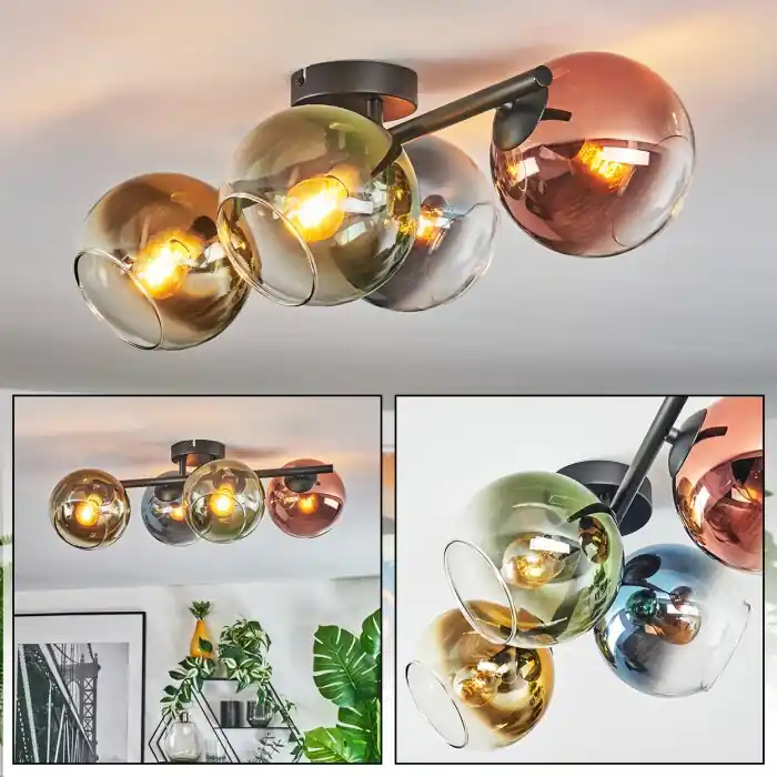 Koyoto Plafondlamp, Kogellampje Blauw, Goud, Groen, Duidelijk, Koperkleurig, 4-lichts Dagaanbieding